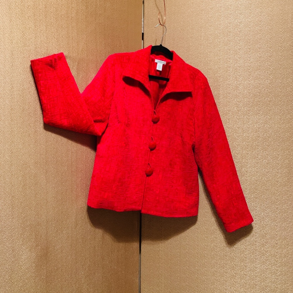 Laura Ashley Dressy Lined Red Jacket L EPO